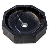 Toros Black Marble Octagon Above-vanity Bathroom Sink Polished (D)16" (H)5"