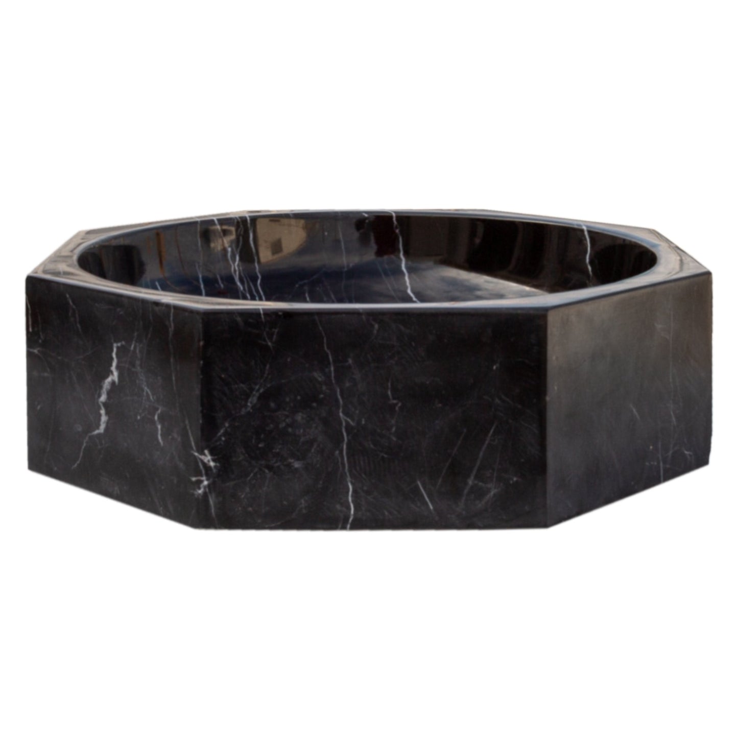 Toros Black Marble Octagon Above-vanity Bathroom Sink Polished (D)16" (H)5"