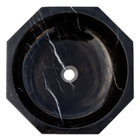 Toros Black Marble Octagon Above-vanity Bathroom Sink Polished (D)16" (H)5"