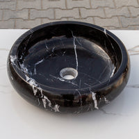 Toros Black Marble Above Vanity Bathroom Vessel Sink Polished (D)16" (H)5"