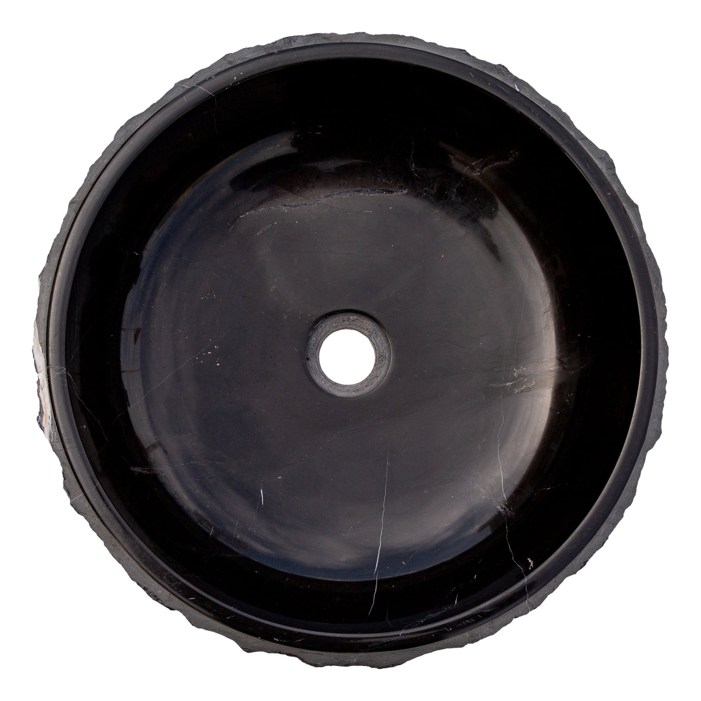 Toros Black Marble Rustic Above Vanity Round Bathroom Sink (D)16" (H)5"