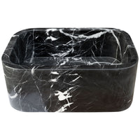 Toros Black Marble Rectangular Wall-mount Bathroom Sink (W)12" (W)18" (H)7"