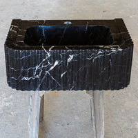 Toros Black Marble Rectangular Wall-mount Bathroom Sink Polished (W)12" (L)19" (H)7"