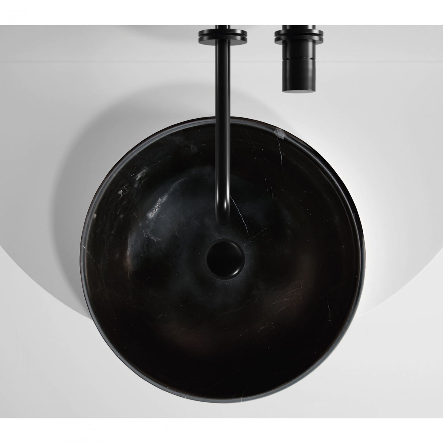 Toros Black Natural Stone Marble Above Vanity Bathroom Sink Semi-Polished (D)16" (H)6"