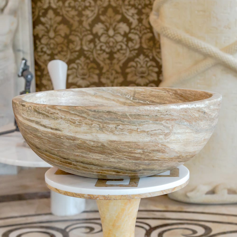 Traonyx Natural Stone Above Vanity Bathroom Sink Honed (D)16" (H)6"