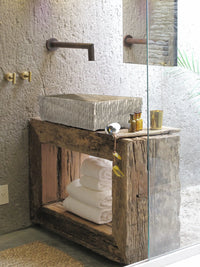 Travertine Rectangular Sink Natural Stone Above Vanity Bathroom Sink (W)23" (D)18" (H)8"