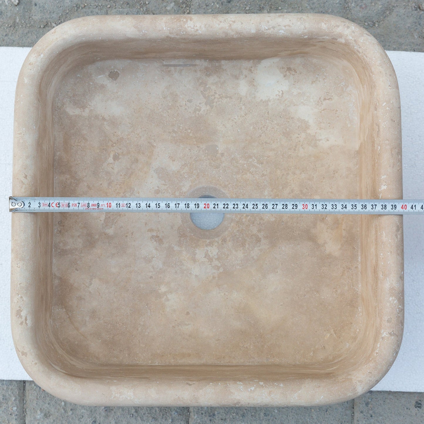 Troia Light Travertine Pedestal Stand-alone Sink Honed and Filled (W)15" (L)16" (H)33.5"