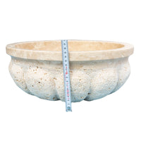 Troia Light Travertine Natural Stone Pumpkin Shape Above Vanity Bathroom Vessel Sink