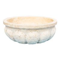 Troia Light Travertine Natural Stone Pumpkin Shape Above Vanity Bathroom Vessel Sink