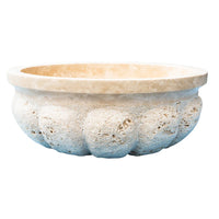 Troia Light Travertine Natural Stone Pumpkin Shape Above Vanity Bathroom Vessel Sink