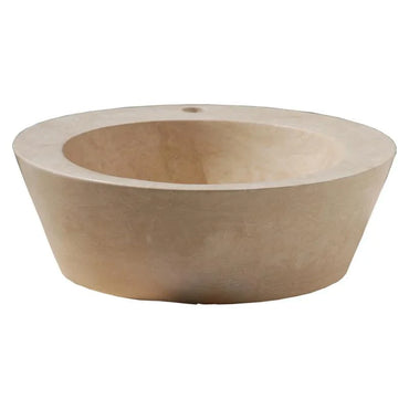 Troia Light Travertine Natural Stone Above Vanity Bathroom Vessel Sink (D)16" (H)6"