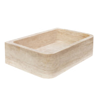 Troia Light Travertine Rectangular Farmhouse Kitchen Sink (W)18" (L)27.5" (H)7"