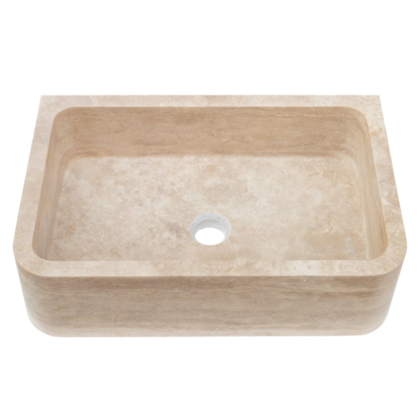 Troia Light Travertine Rectangular Farmhouse Kitchen Sink (W)18" (L)27.5" (H)7"