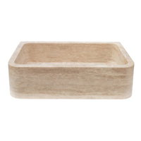 Troia Light Travertine Rectangular Farmhouse Kitchen Sink (W)18" (L)27.5" (H)7"