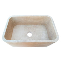 Troia Light Travertine Rectangular Farmhouse Kitchen Sink Honed (W)18" (L)30" (H)10"