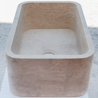 Troia Light Travertine Rectangular Farmhouse Kitchen Sink Honed (W)18" (L)30" (H)10"