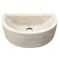 Troia Light Travertine Half Round Wall-mount Bathroom Sink (W)10" (L)16" (H)6"