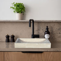 Troia Light Travertine Rectangular Above Vanity Bathroom Vessel Sink (W)16" (L)27.5" (H)4"