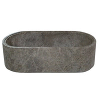 Tundra Gray Marble Bathtub Hand-carved from Solid Marble Block (W)29.5" (L)67" (H)19.5"