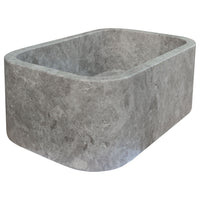 Tundra Gray Marble Rectangular Wall-mount Bathroom Sink (W)12" (L)18" (H)7"