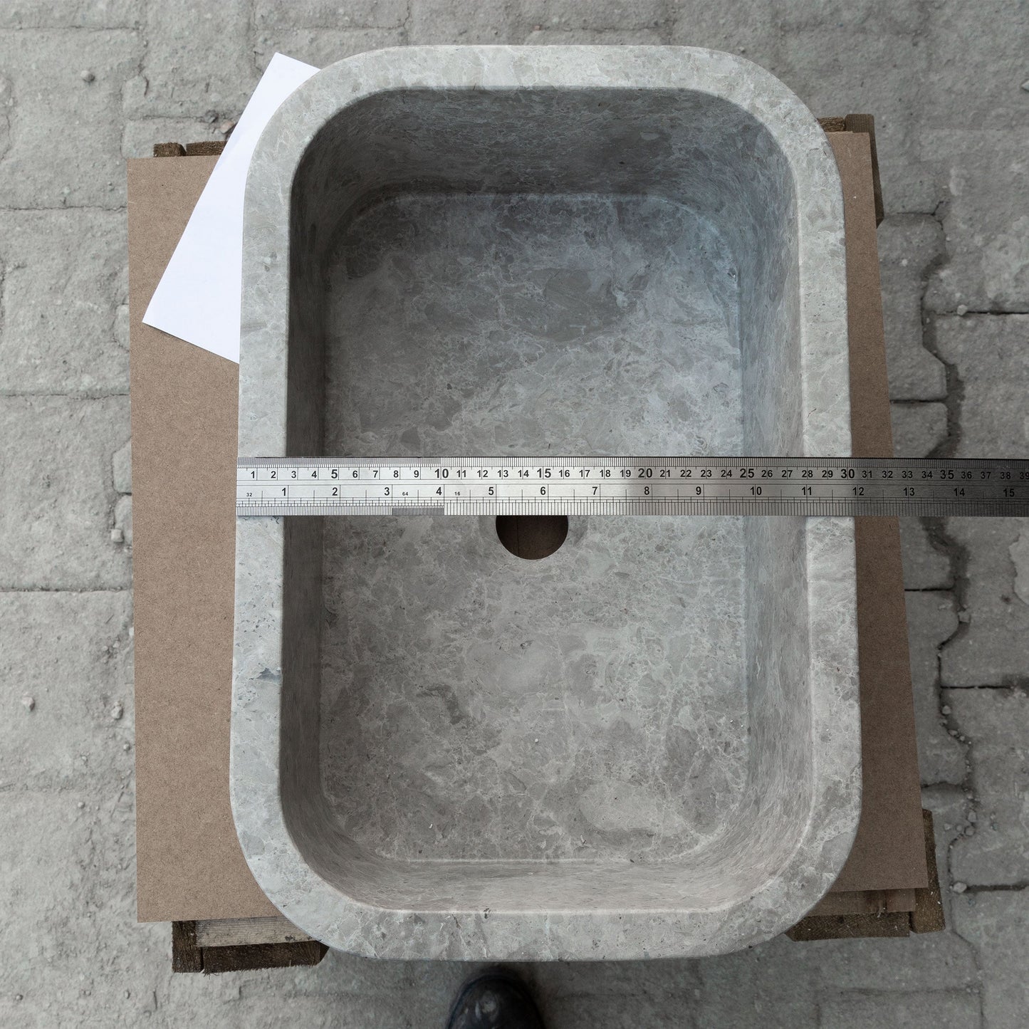 Tundra Gray Marble Rectangular Wall-mount Bathroom Sink (W)12" (L)18" (H)7"