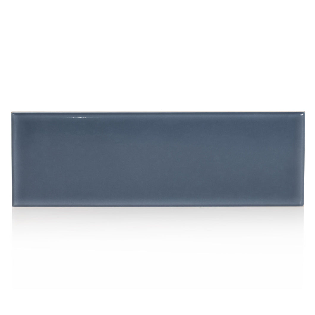 3x9 Timeless Baltic Blue ceramic gloss wall tile - Industry Tile