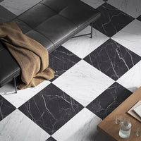 Verona Marble Look Porcelain Tile | Black & White | 3 Sizes