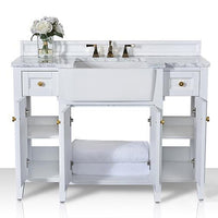 Adeline Bathroom Vanity with Farmhouse Sink and Carrara White Marble Top Cabinet Set