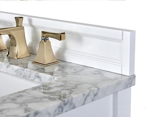 Adeline Bathroom Vanity with Farmhouse Sink and Carrara White Marble Top Cabinet Set