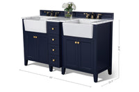 Adeline Bathroom Vanity with Farmhouse Sink and Carrara White Marble Top Cabinet Set