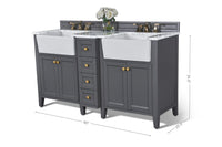 Adeline Bathroom Vanity with Farmhouse Sink and Carrara White Marble Top Cabinet Set