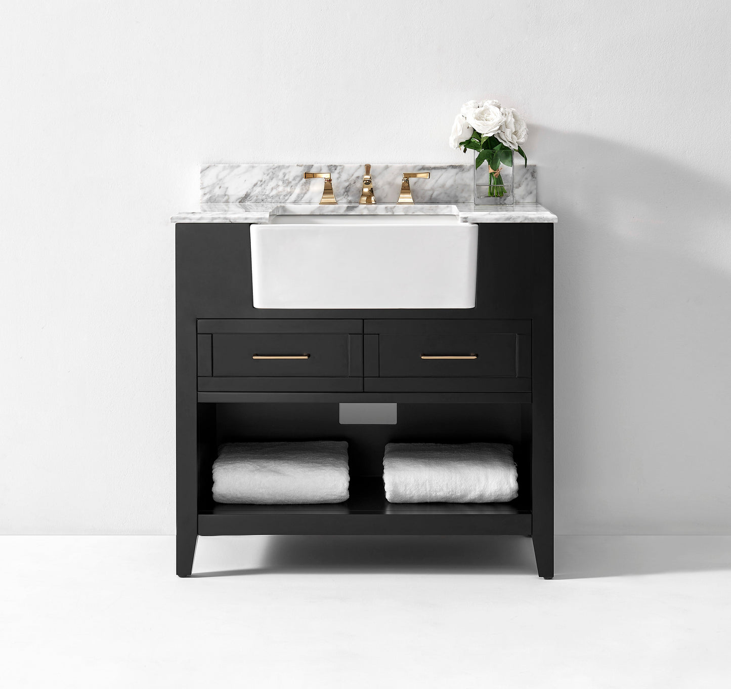 Hayley Bathroom Vanity with Sink and Carrara White Marble Top Cabinet Set