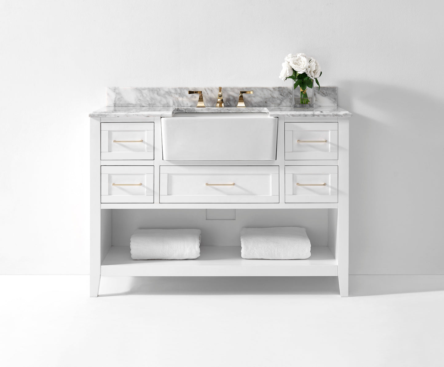 Hayley Bathroom Vanity with Sink and Carrara White Marble Top Cabinet Set