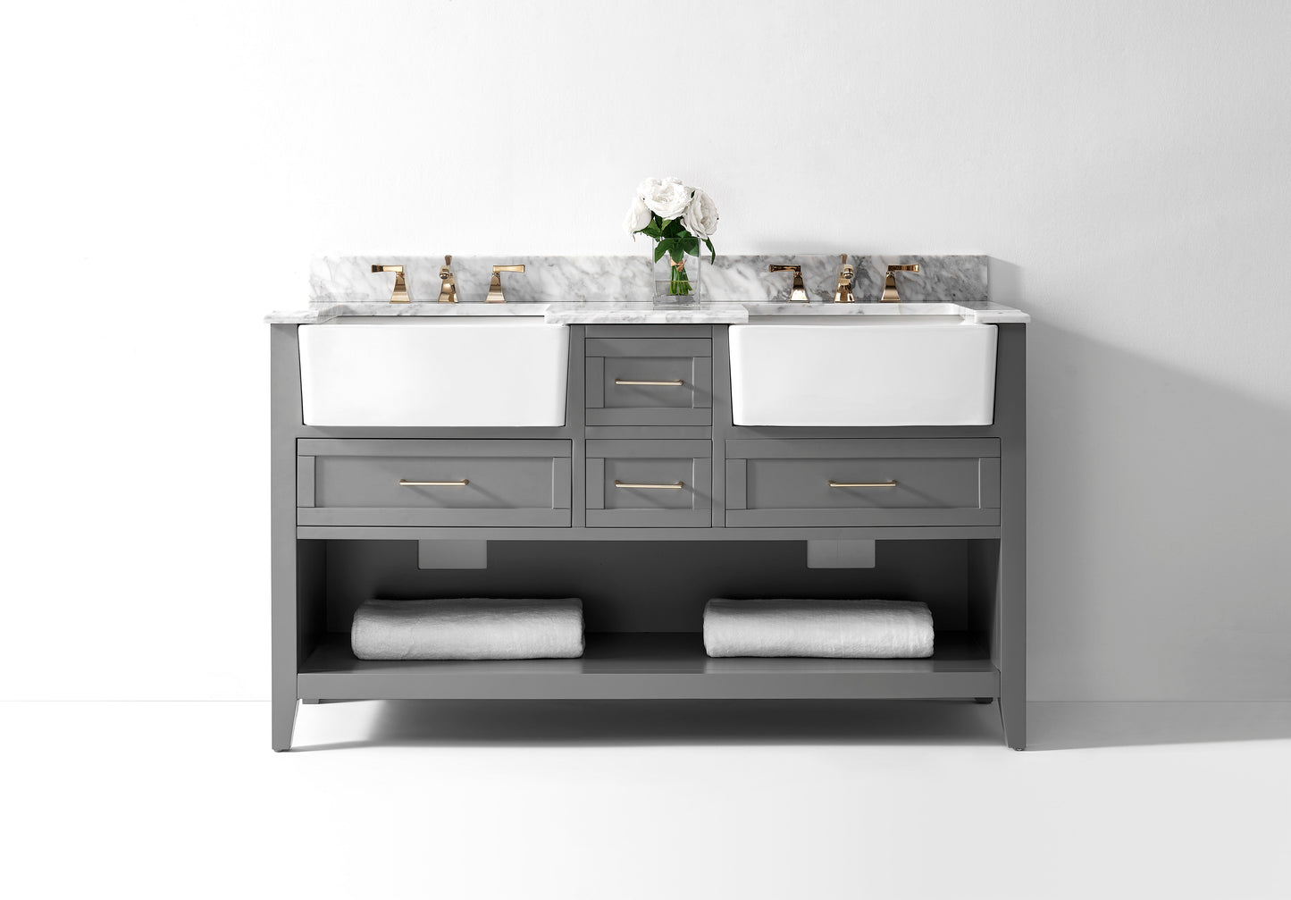 Hayley Bathroom Vanity with Sink and Carrara White Marble Top Cabinet Set