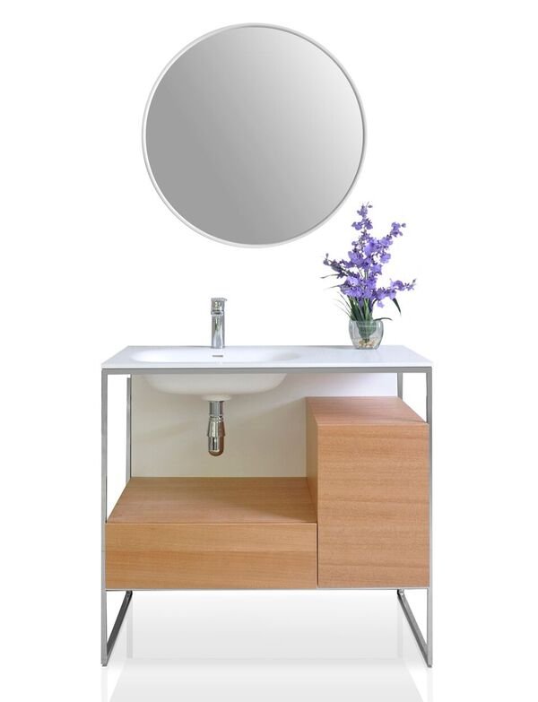 Tory Bathroom Vanity with Solid Surface Top Cabinet Set with Mirror