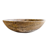 Valencia Travertine Natural Stone Above Vanity Oval Vessel Sink (W)16" (L)21" (H)6"