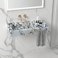 Calacatta Viola Marble Wall-mount Bathroom Sink Hidden Drain and Towel Holder