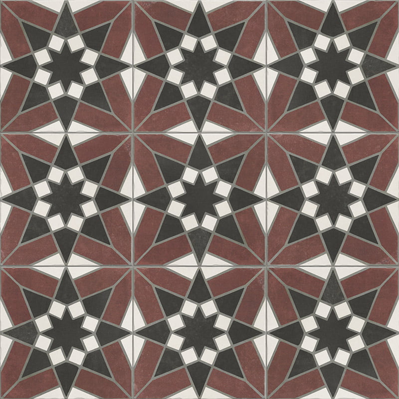 8x8 Splendor Burgundy porcelain tile - Industry Tile