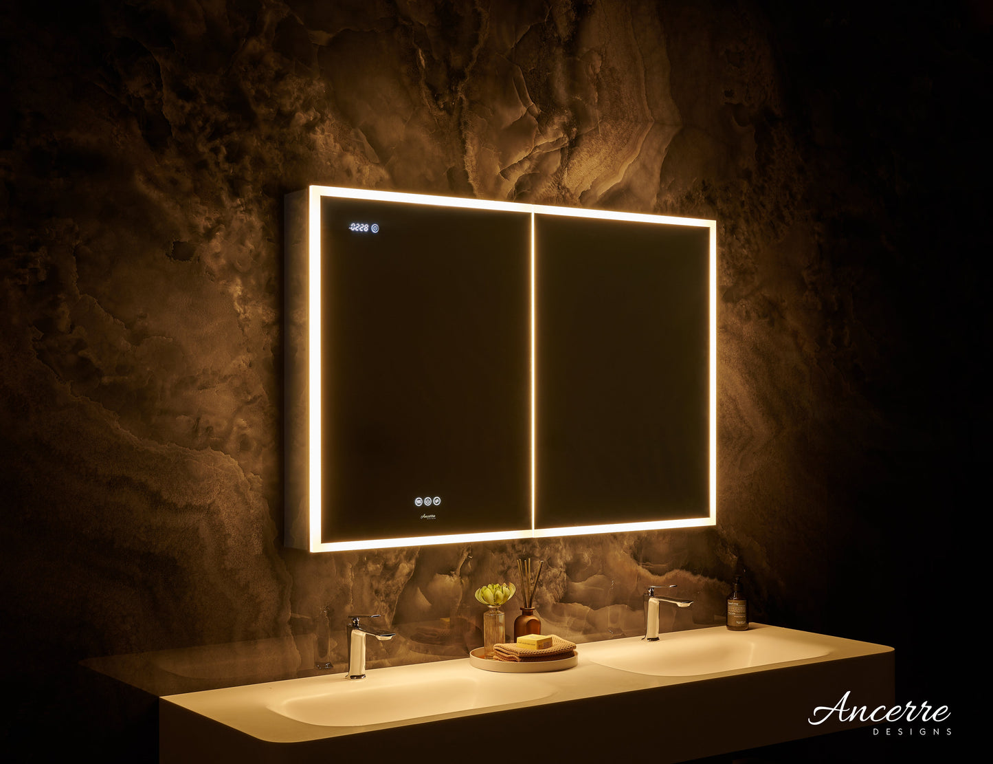 Pagani LED Mirror Cabinet with Defogger, Dimmer, Magnifier & USB outlet