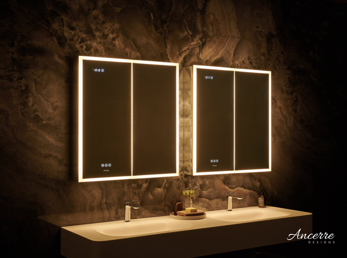 Pagani LED Mirror Cabinet with Defogger, Dimmer, Magnifier & USB outlet