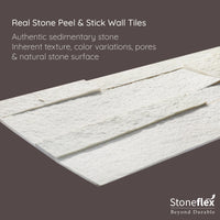 White Rock - Self-Adhesive 3D Peel & Stick Real Stacked Stone Tiles [Pack of 10]