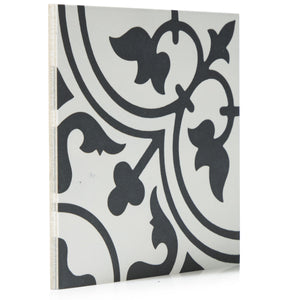 8x8 Black and White Bell porcelain tile - Industry Tile
