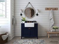 Adeline Bathroom Vanity with Farmhouse Sink and Carrara White Marble Top Cabinet Set