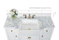 Adeline Bathroom Vanity with Farmhouse Sink and Carrara White Marble Top Cabinet Set