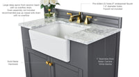 Adeline Bathroom Vanity with Farmhouse Sink and Carrara White Marble Top Cabinet Set