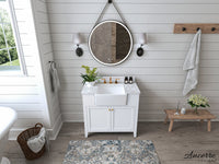 Adeline Bathroom Vanity with Farmhouse Sink and Carrara White Marble Top Cabinet Set