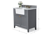 Adeline Bathroom Vanity with Farmhouse Sink and Carrara White Marble Top Cabinet Set