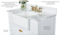 Adeline Bathroom Vanity with Farmhouse Sink and Carrara White Marble Top Cabinet Set