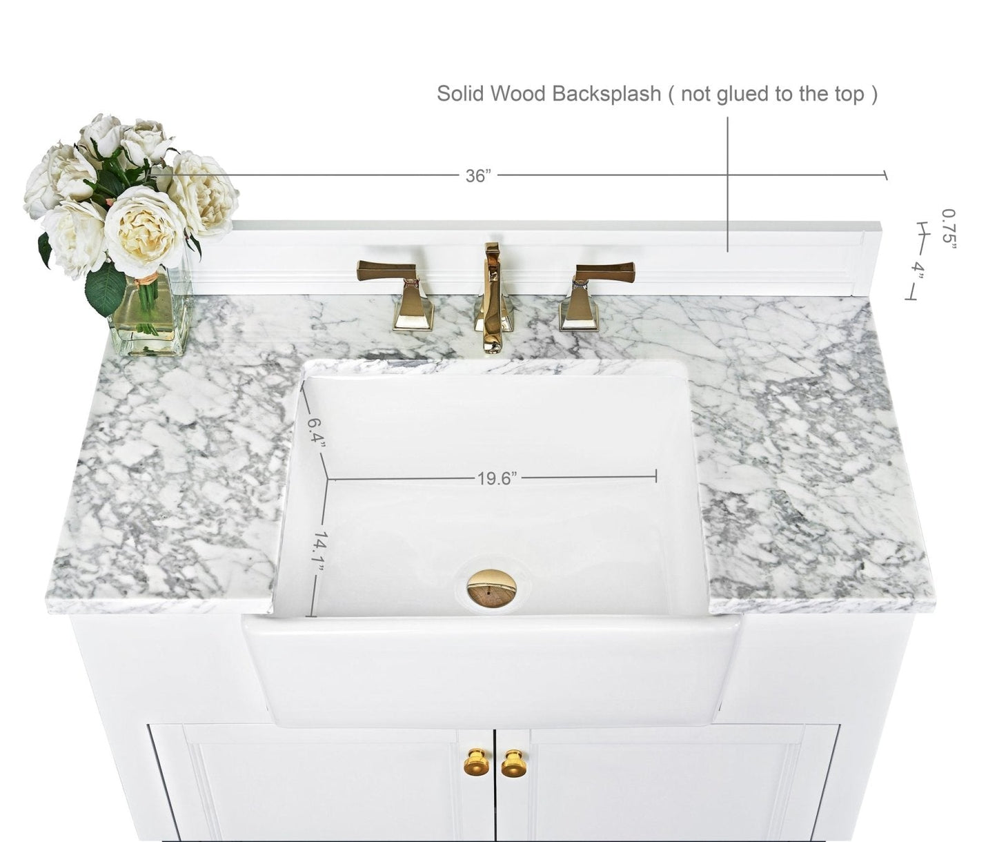 Adeline Bathroom Vanity with Farmhouse Sink and Carrara White Marble Top Cabinet Set