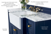 Adeline Bathroom Vanity with Farmhouse Sink and Carrara White Marble Top Cabinet Set